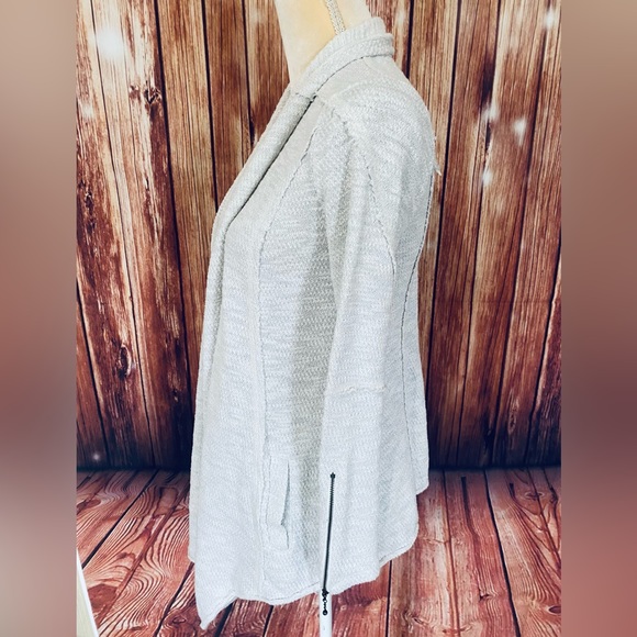 Women’s XS Sweater Cardigan Knox Rose Open Front Ivory Glitter Zip Sleeve Pocket - Picture 11 of 14